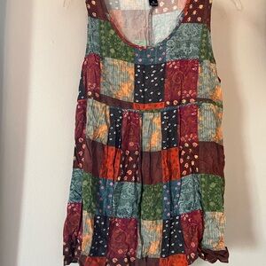 Patchwork Sleeveless Tunic BabyDoll Top